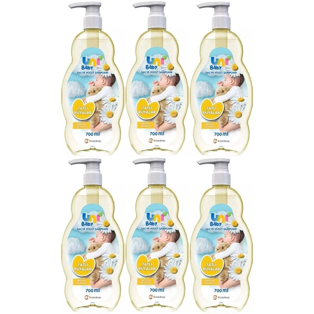 Uni Baby Bebek Şampuanı 700ML Tatlı Rüyalar (Pompalı) (6 Lı Set)