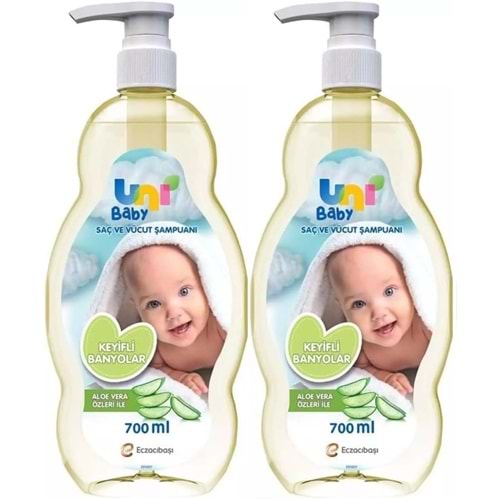 Uni Baby Bebek Şampuanı 700ML Keyifli Banyolar (Pompalı) (2 Li Set)