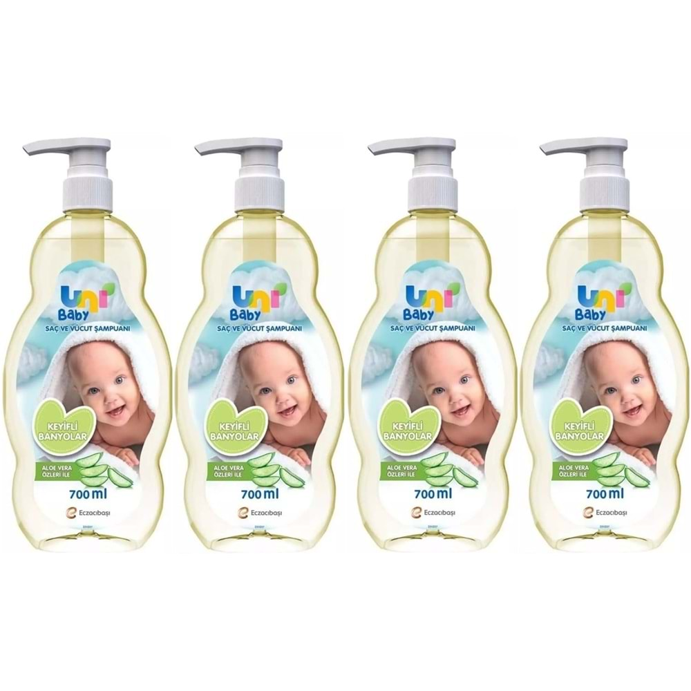 Uni Baby Bebek Şampuanı 700ML Keyifli Banyolar (Pompalı) (4 Lü Set)