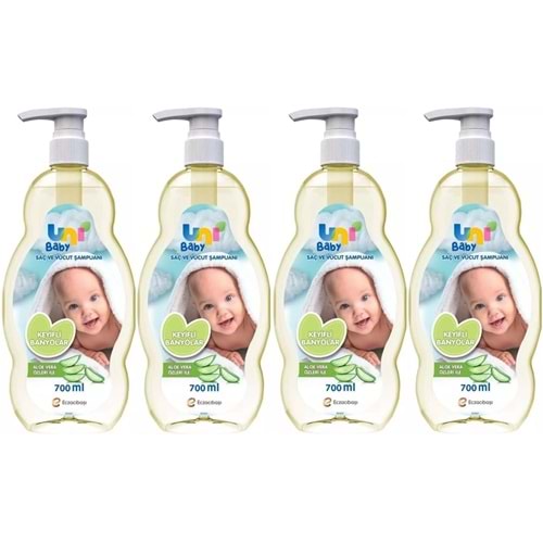 Uni Baby Bebek Şampuanı 700ML Keyifli Banyolar (Pompalı) (4 Lü Set)