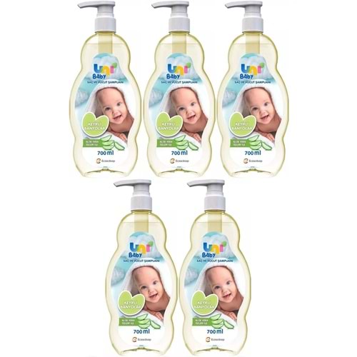 Uni Baby Bebek Şampuanı 700ML Keyifli Banyolar (Pompalı) (5 Li Set)