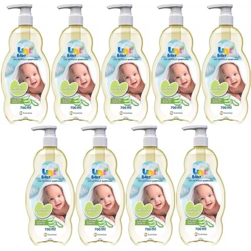 Uni Baby Bebek Şampuanı 700ML Keyifli Banyolar (Pompalı) (9 Lu Set)