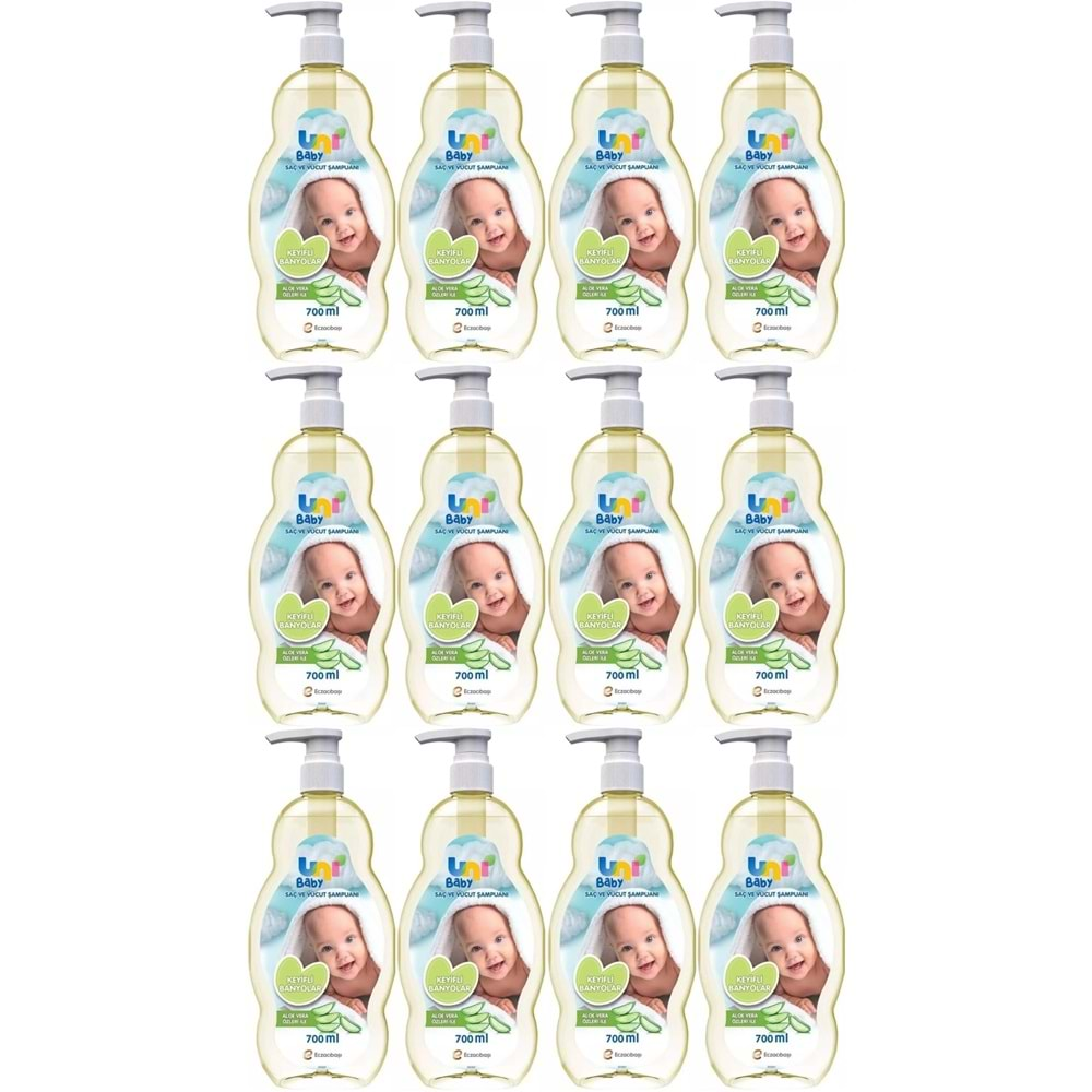 Uni Baby Bebek Şampuanı 700ML Keyifli Banyolar (Pompalı) (12 Li Set)