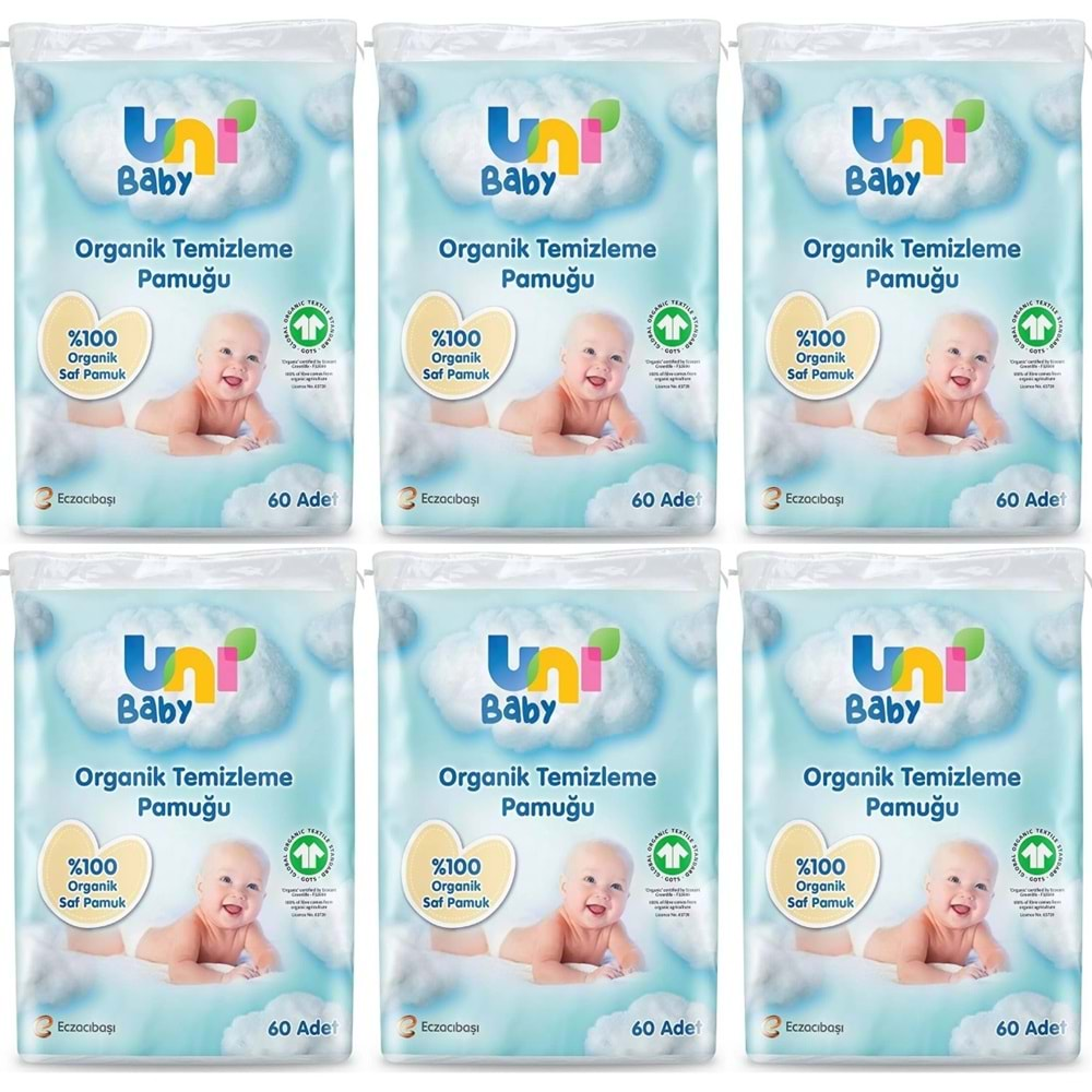 Uni Baby Bebek Temizleme Pamuğu 60 Adet Tekli Pk (6 Lı Set)