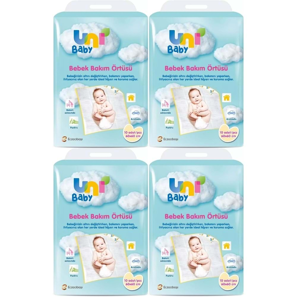 Uni Baby Bebek Bakım Örtüsü 60*60CM (İç Adet 10) Tekli Pk (4 Lü Set)