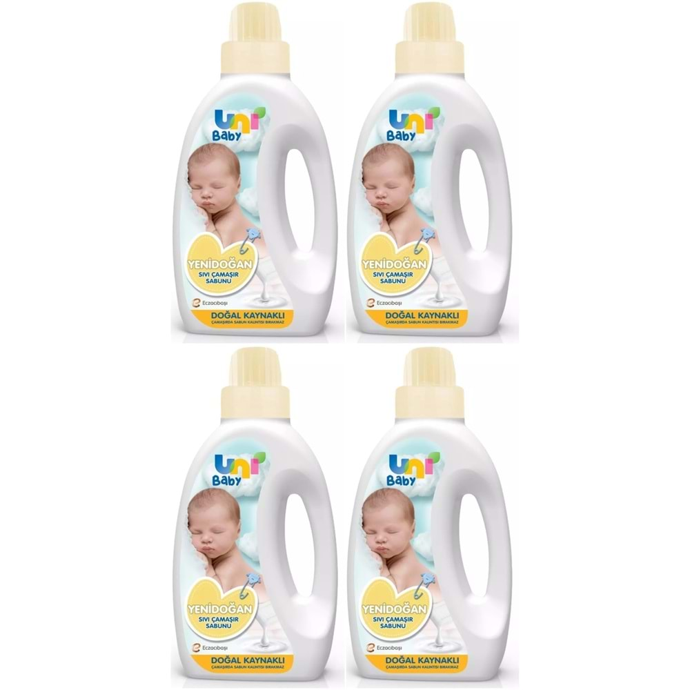 Uni Baby Yeni Doğan Çamaşır Deterjanı/Sabunu 1500ML (Sarı) (4 Lü Set)