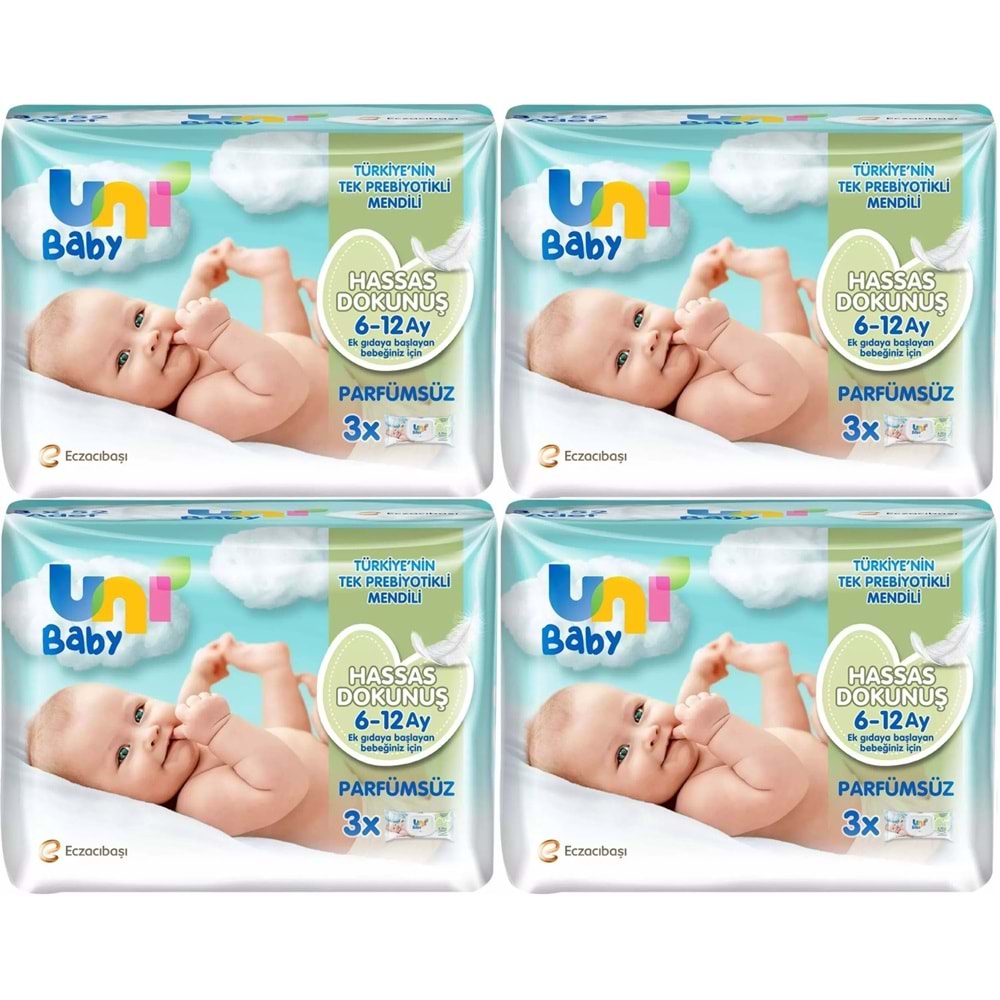 Uni Baby Islak Havlu Hassas Dokunuş 52 Yaprak (12 Li Set) 624 Yaprak (4PK*3)