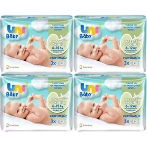 Uni Baby Islak Havlu Hassas Dokunuş 52 Yaprak (12 Li Set) 624 Yaprak (4PK*3)