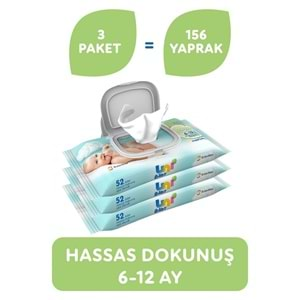 Uni Baby Islak Havlu Hassas Dokunuş 52 Yaprak (12 Li Set) 624 Yaprak (4PK*3)