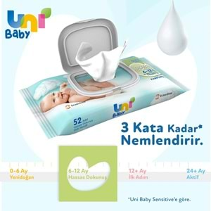 Uni Baby Islak Havlu Hassas Dokunuş 52 Yaprak (12 Li Set) 624 Yaprak (4PK*3)