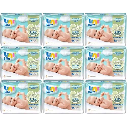 Uni Baby Islak Havlu Hassas Dokunuş 52 Yaprak (27 Li Set) 1404 Yaprak (9PK*3)