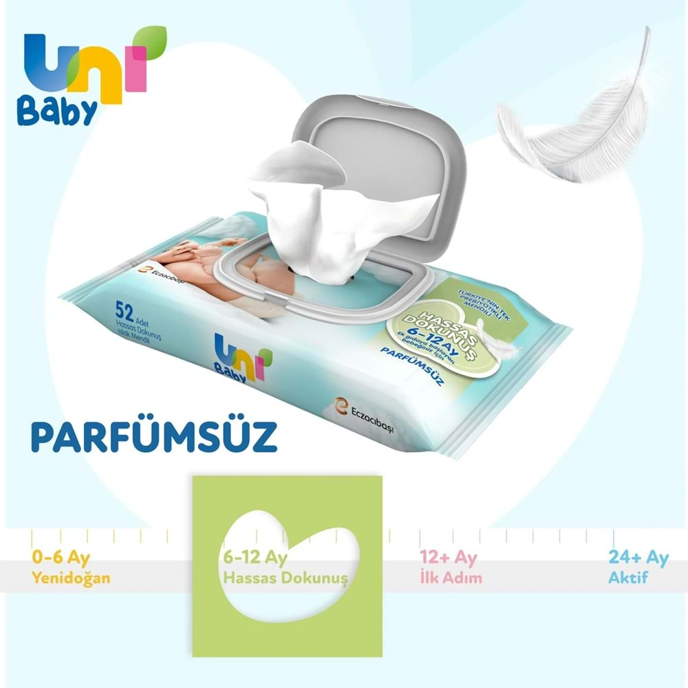 Uni Baby Islak Havlu Hassas Dokunuş 52 Yaprak (36 Lı Set) 1872 Yaprak (12PK*3)