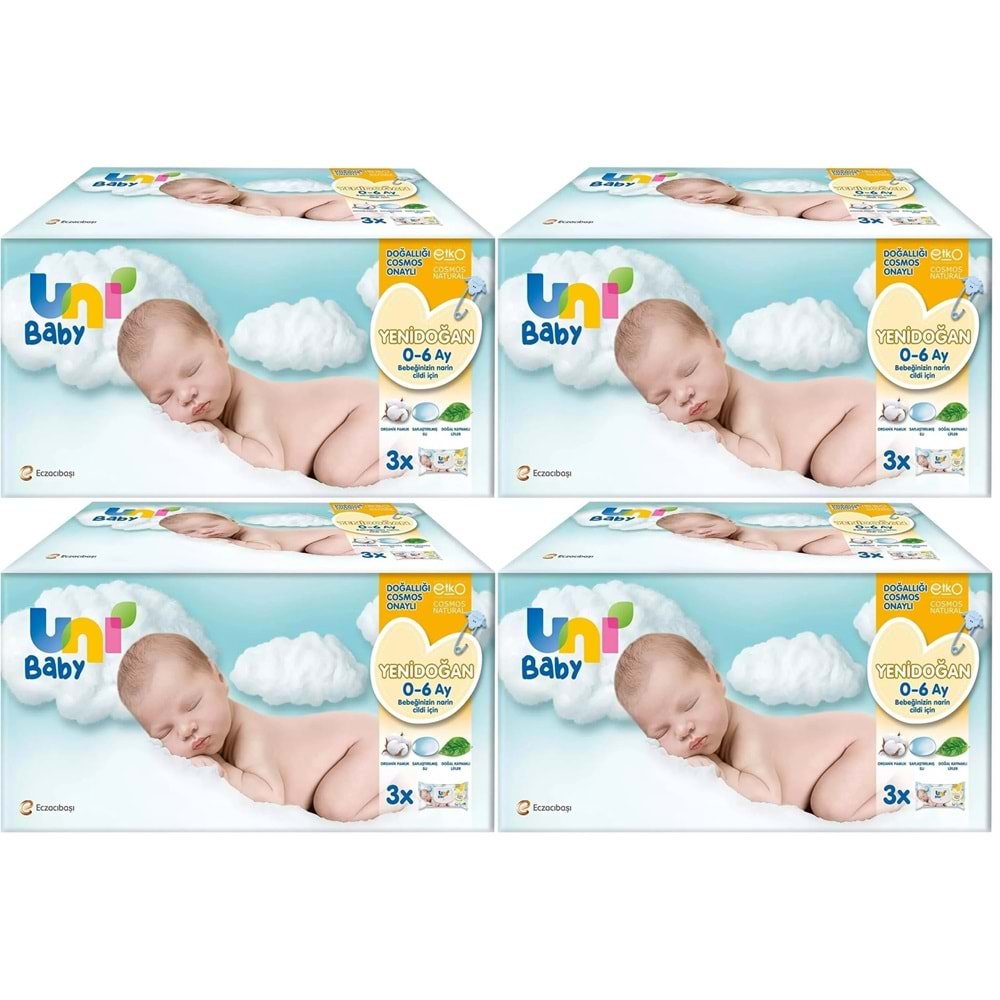 Uni Baby Islak Havlu Hassas Yeni Doğan 40 Yaprak (12 Li Set) 480 Yaprak (Narin Ciltler için) (4PK*3)