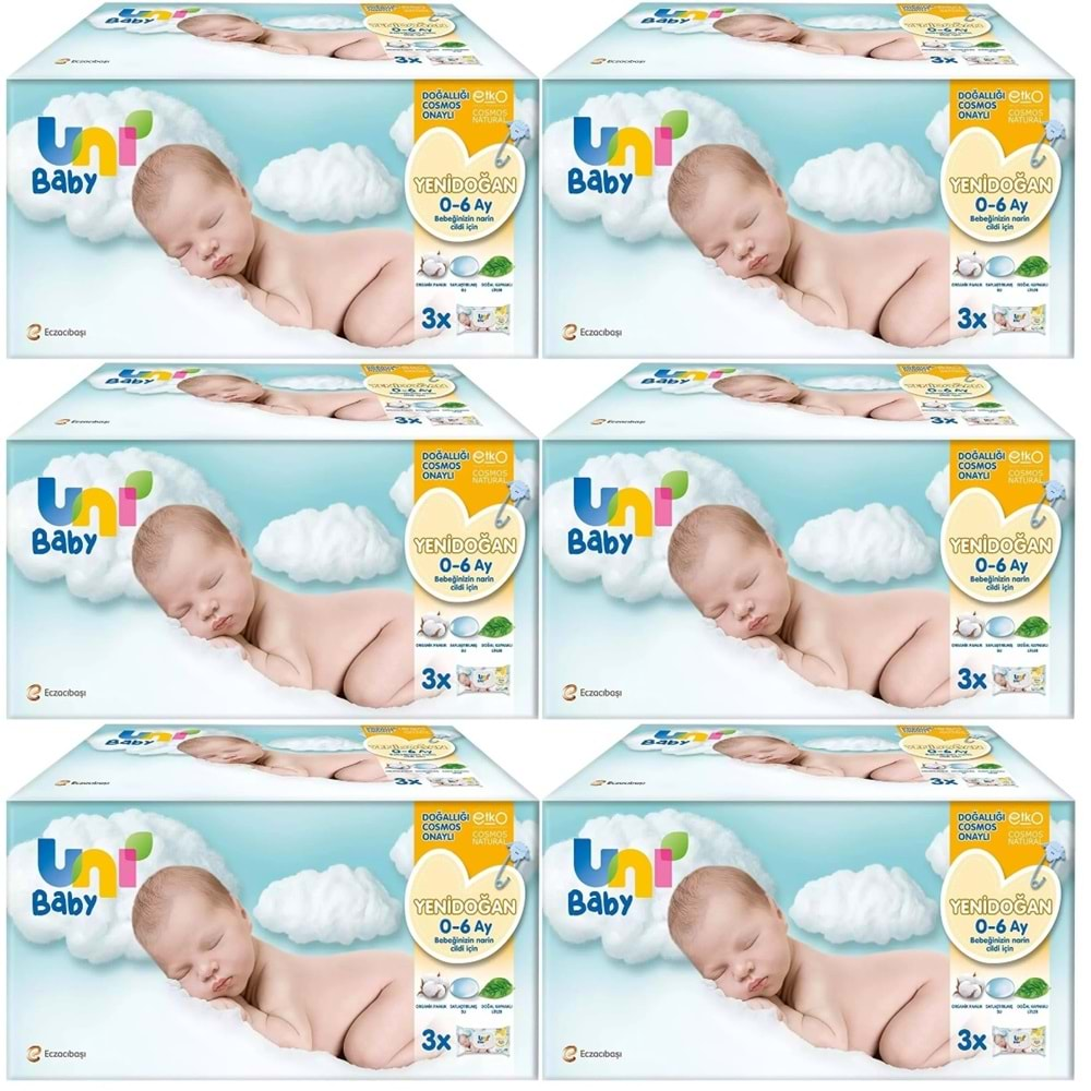 Uni Baby Islak Havlu Hassas Yeni Doğan 40 Yaprak (18 Li Set) 720 Yaprak (Narin Ciltler için) (6PK*3)