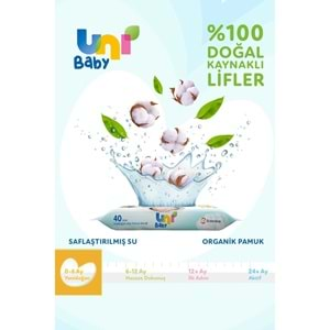 Uni Baby Islak Havlu Hassas Yeni Doğan 40 Yaprak (18 Li Set) 720 Yaprak (Narin Ciltler için) (6PK*3)