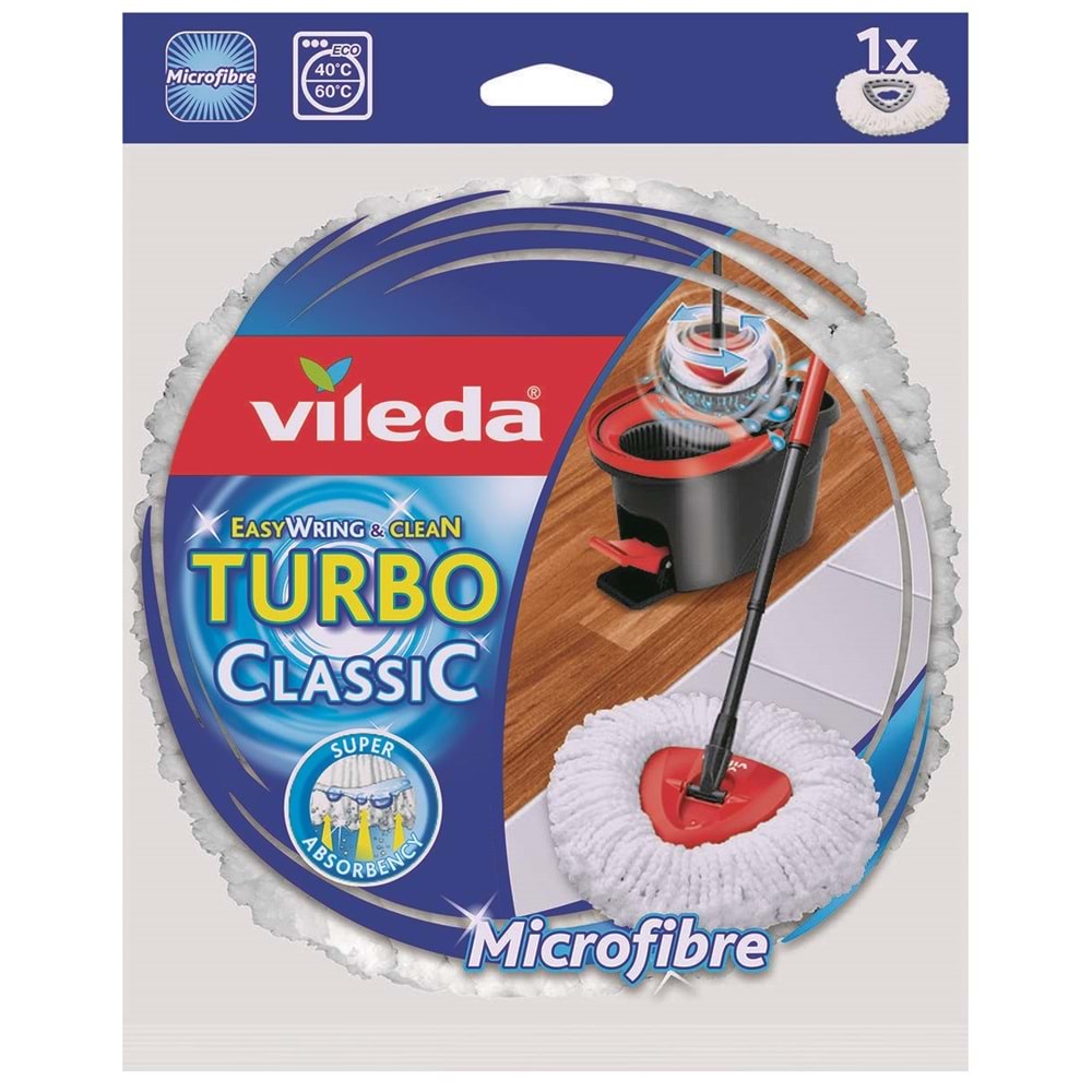 Vileda Turbo Pedallı Temizlik Seti (Komple Set)+Vileda Turbo Yedek Mop Paspas Ucu (%100 Mikrofiber)