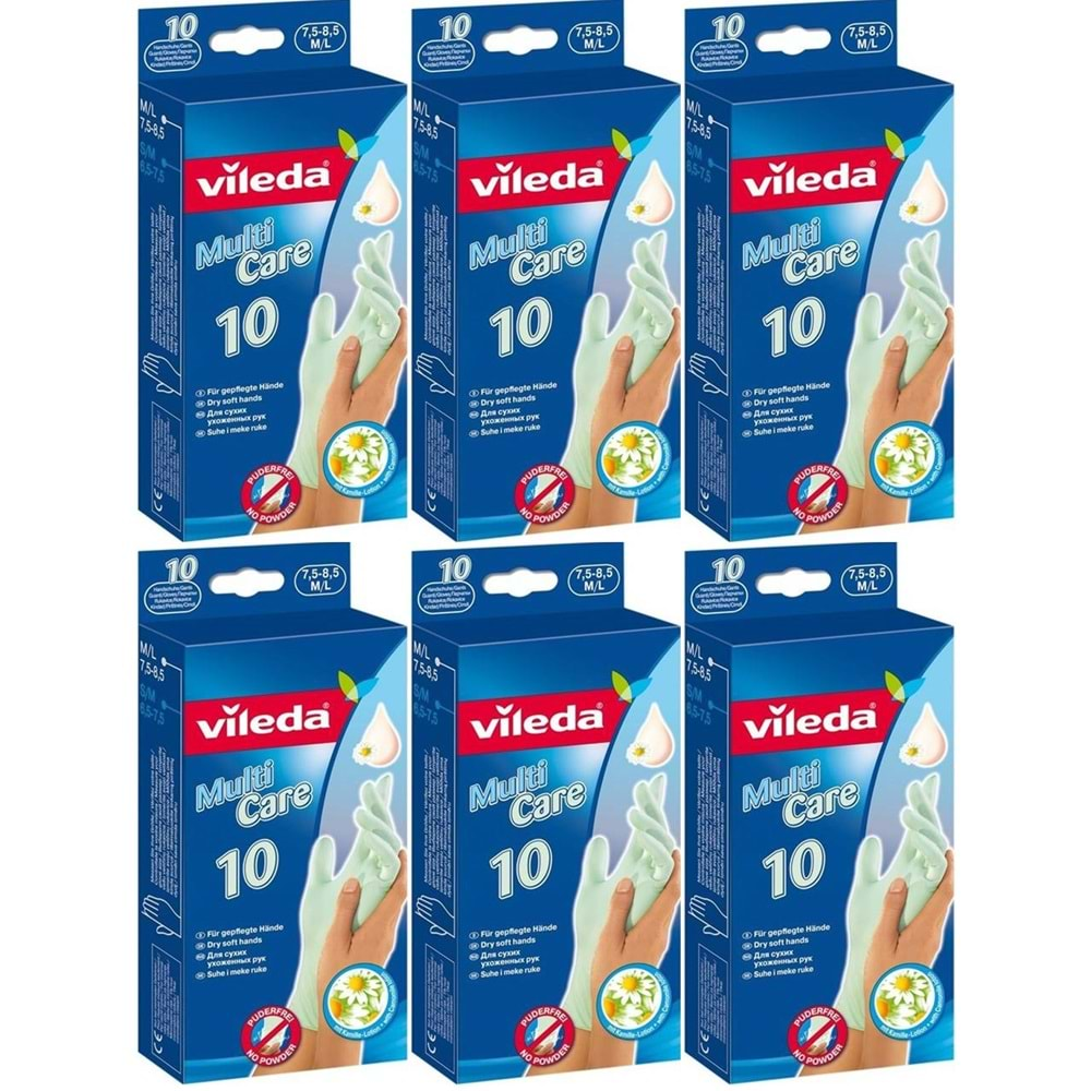 Vileda Multi Kullan-At Eldiven NO:7.5-8.5 (Büyük-Orta) 60 Lı Pk (6 Lı Set)